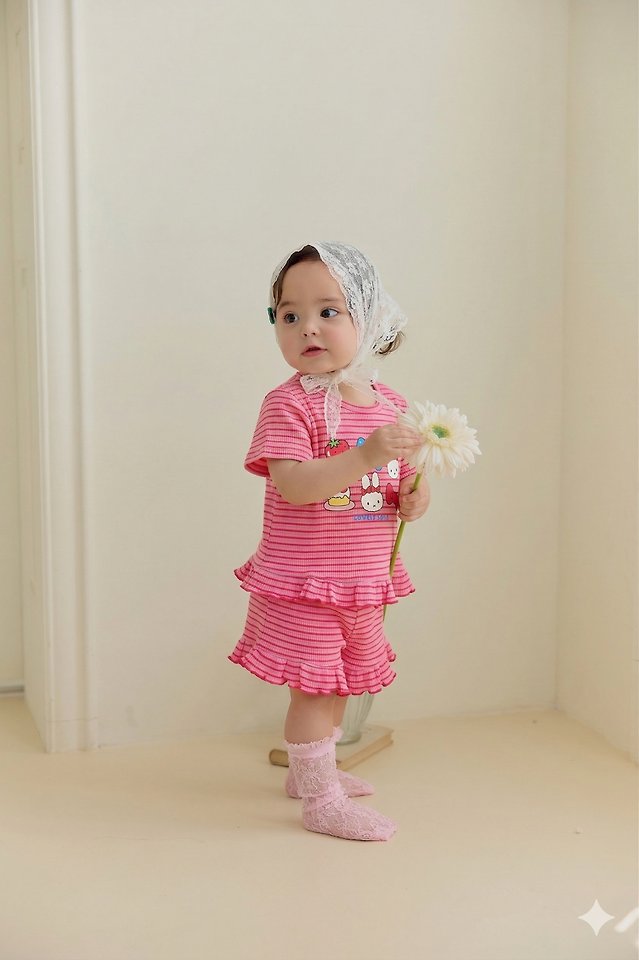 Sera - Korean Baby Fashion - #babyclothing - (Bebe) Stripe Frill Set - 4