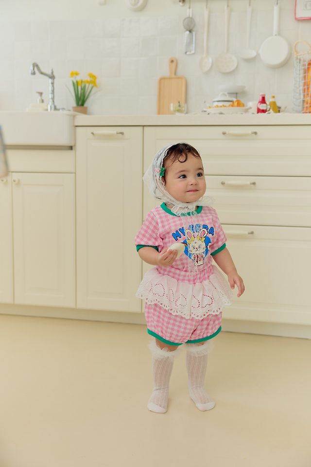 Sera - Korean Baby Fashion - #babyfashion - (Bebe) Check Rainbow Set - 4