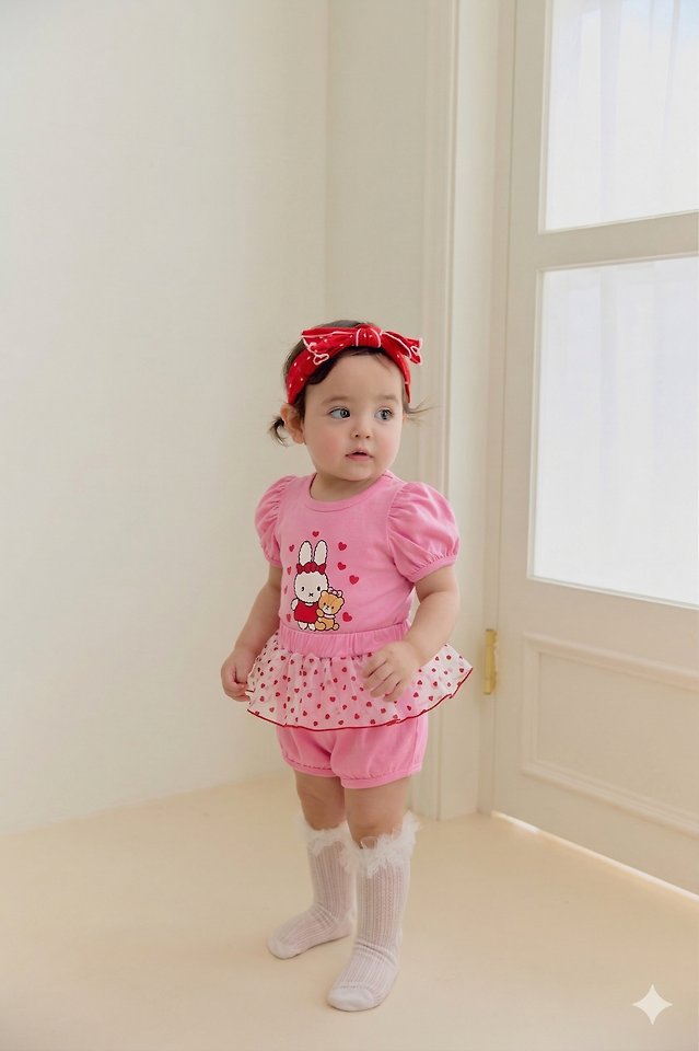 Sera - Korean Baby Fashion - #babyfever - (Bebe) Heart Pop Set - 3