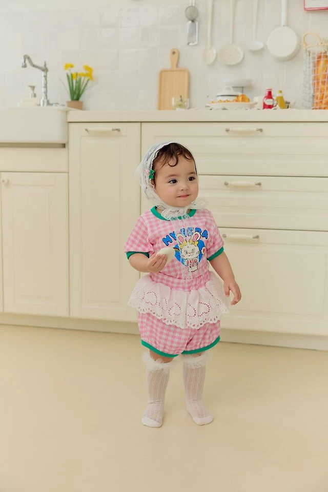 Sera - Korean Baby Fashion - #babygirlfashion - (Bebe) Check Rainbow Set - 5