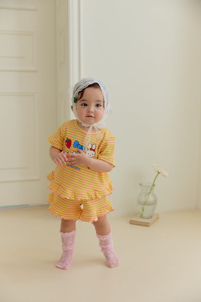 Sera - Korean Baby Fashion - #babylifestyle - (Bebe) Stripe Frill Set - 7
