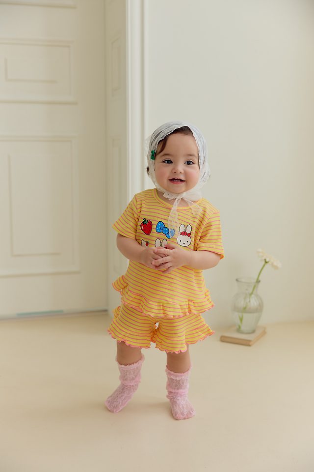 Sera - Korean Baby Fashion - #babyoninstagram - (Bebe) Stripe Frill Set - 8