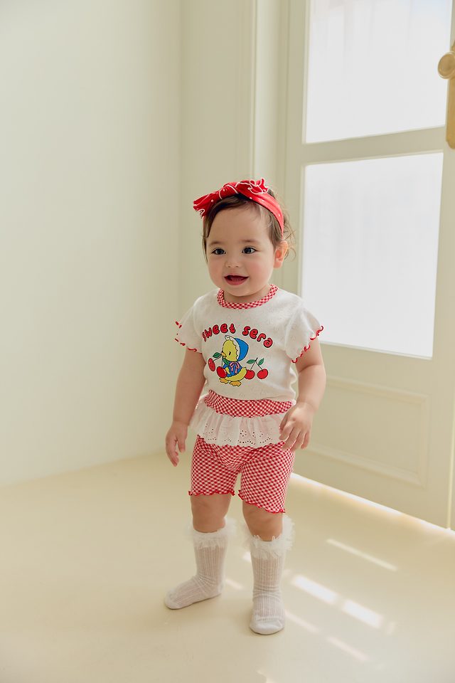 Sera - Korean Baby Fashion - #babyoninstagram - (Bebe) Chick Check Pants Set - 5