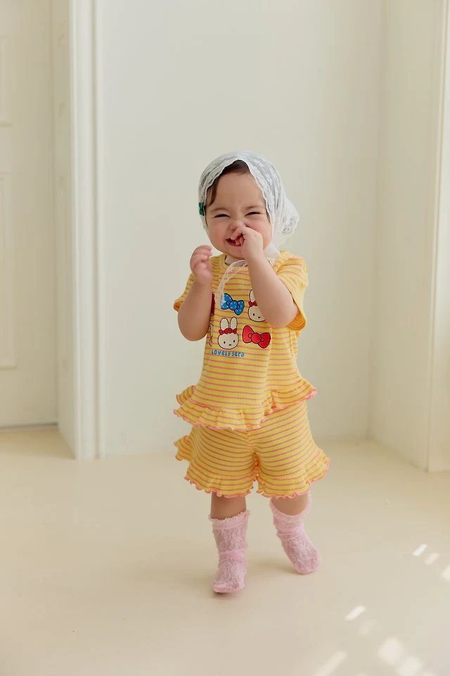 Sera - Korean Baby Fashion - #babyootd - (Bebe) Stripe Frill Set - 9