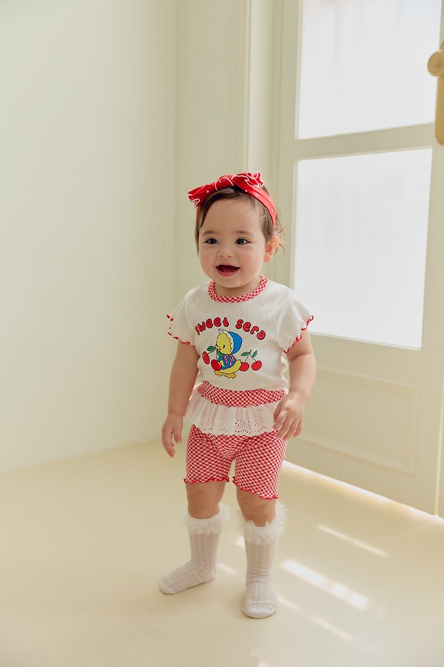 Sera - Korean Baby Fashion - #babyootd - (Bebe) Chick Check Pants Set - 6
