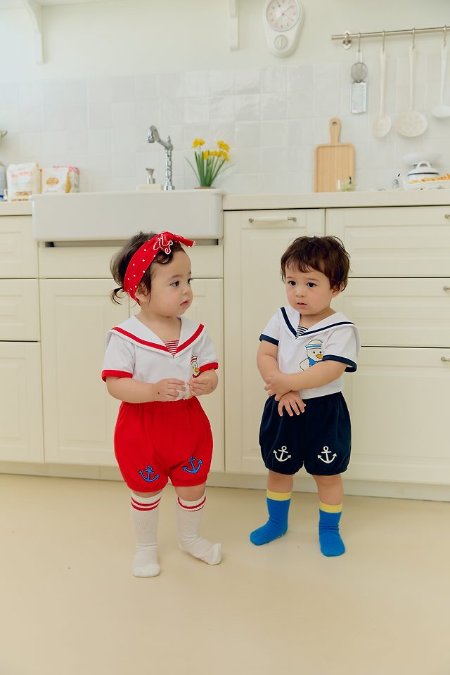 Sera - Korean Baby Fashion - #babyootd - (Bebe) Sailor Pants Set - 3