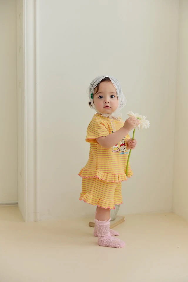 Sera - Korean Baby Fashion - #babyoutfit - (Bebe) Stripe Frill Set - 10