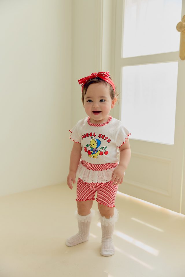 Sera - Korean Baby Fashion - #babyoutfit - (Bebe) Chick Check Pants Set - 7