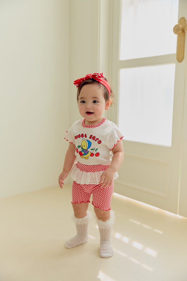 Sera - Korean Baby Fashion - #babyoutfit - (Bebe) Chick Check Pants Set - 8