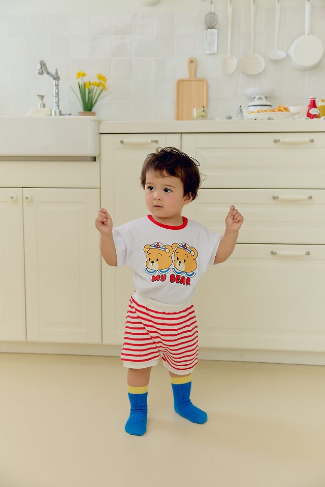 Sera - Korean Baby Fashion - #babyoutfit - (Bebe) Twin Bear Set - 6