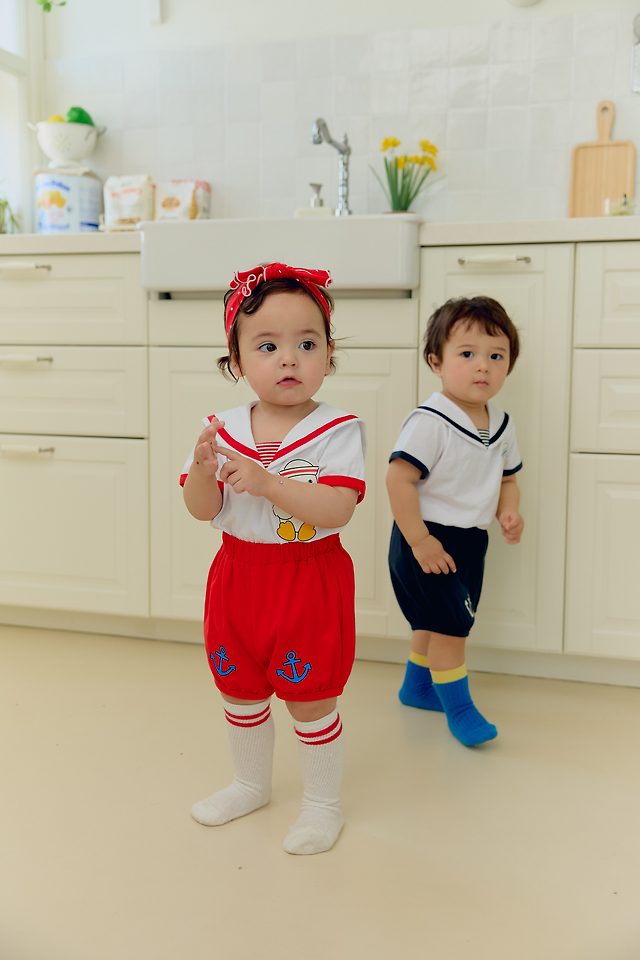 Sera - Korean Baby Fashion - #babyootd - (Bebe) Sailor Pants Set - 4