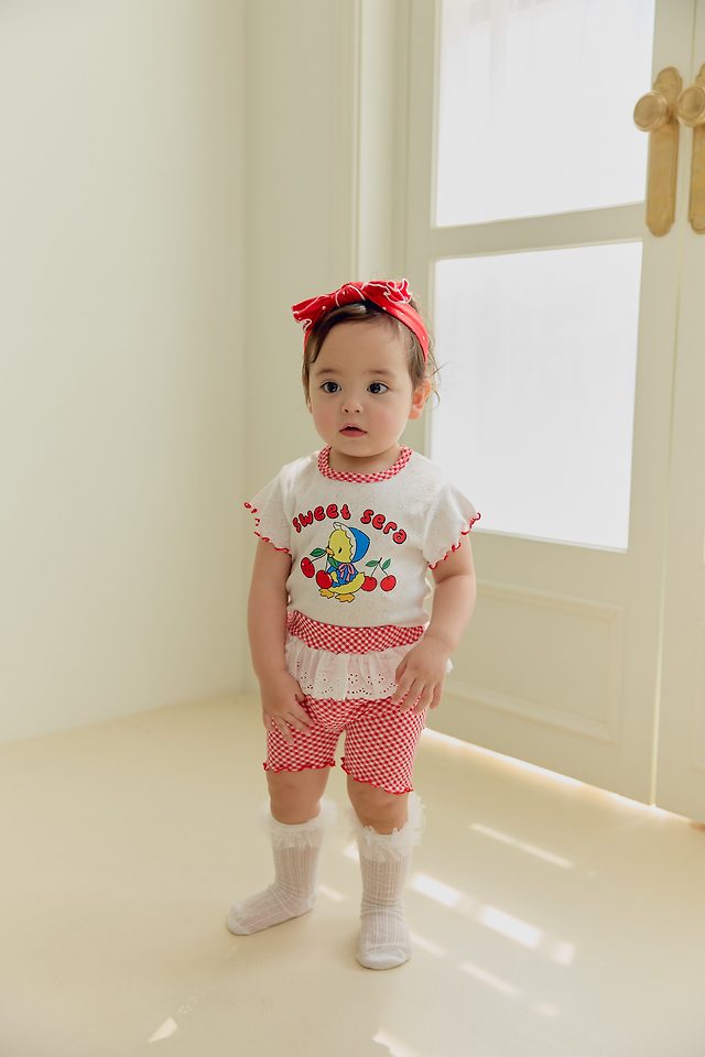 Sera - Korean Baby Fashion - #babywear - (Bebe) Chick Check Pants Set - 9