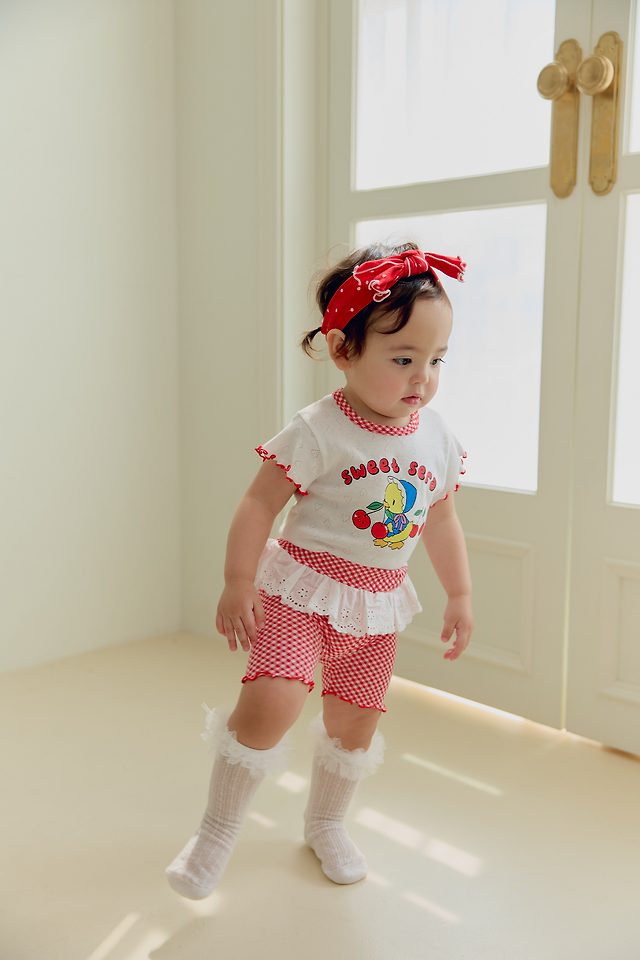 Sera - Korean Baby Fashion - #onlinebabyboutique - (Bebe) Chick Check Pants Set - 10
