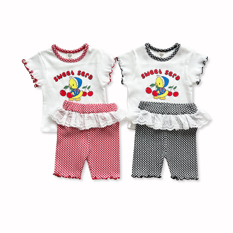 Sera - Korean Baby Fashion - #onlinebabyshop - (Bebe) Chick Check Pants Set - 11