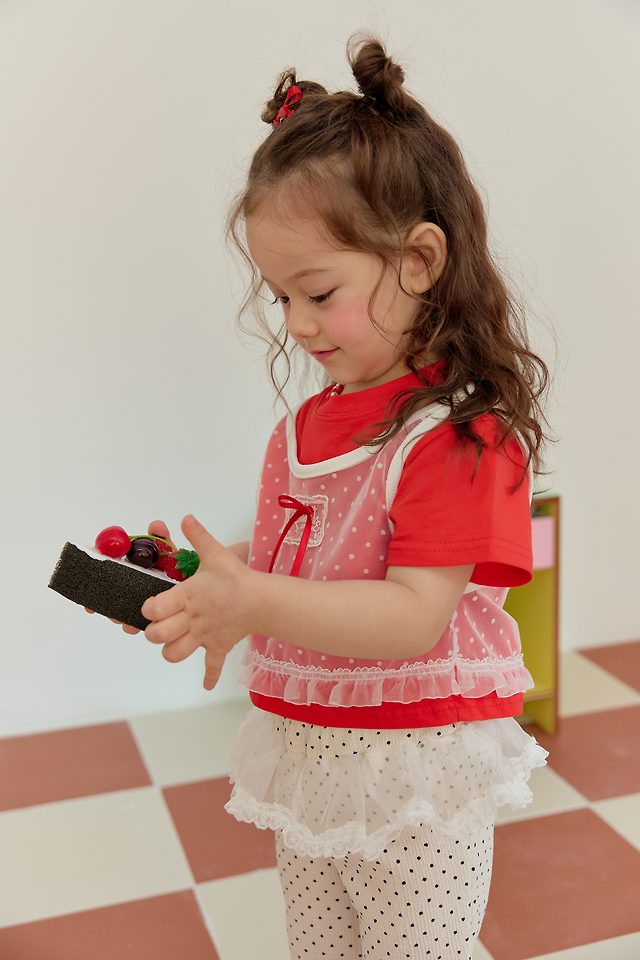 Sera - Korean Children Fashion - #childofig - Dot Mesh Layered Tee - 7