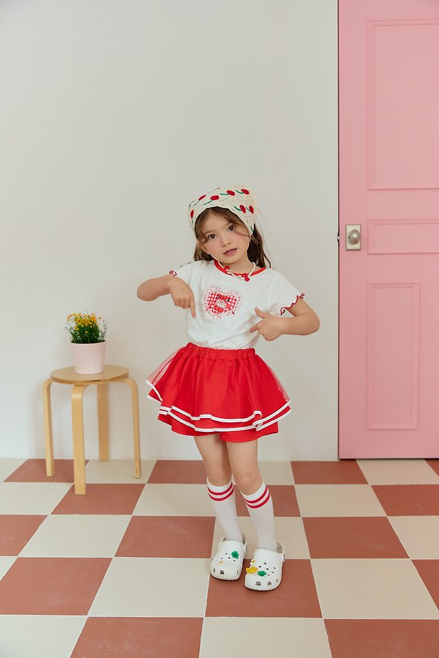 Sera - Korean Children Fashion - #discoveringself - Check Heart Tee - 7