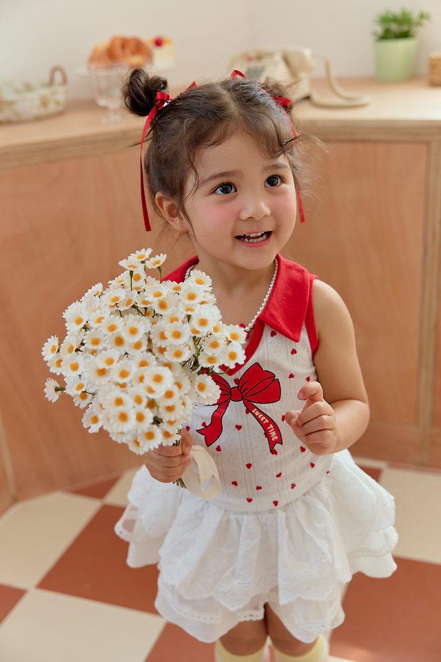 Sera - Korean Children Fashion - #kidsshorts - Collar Ribbon Sleeveless Top - 10