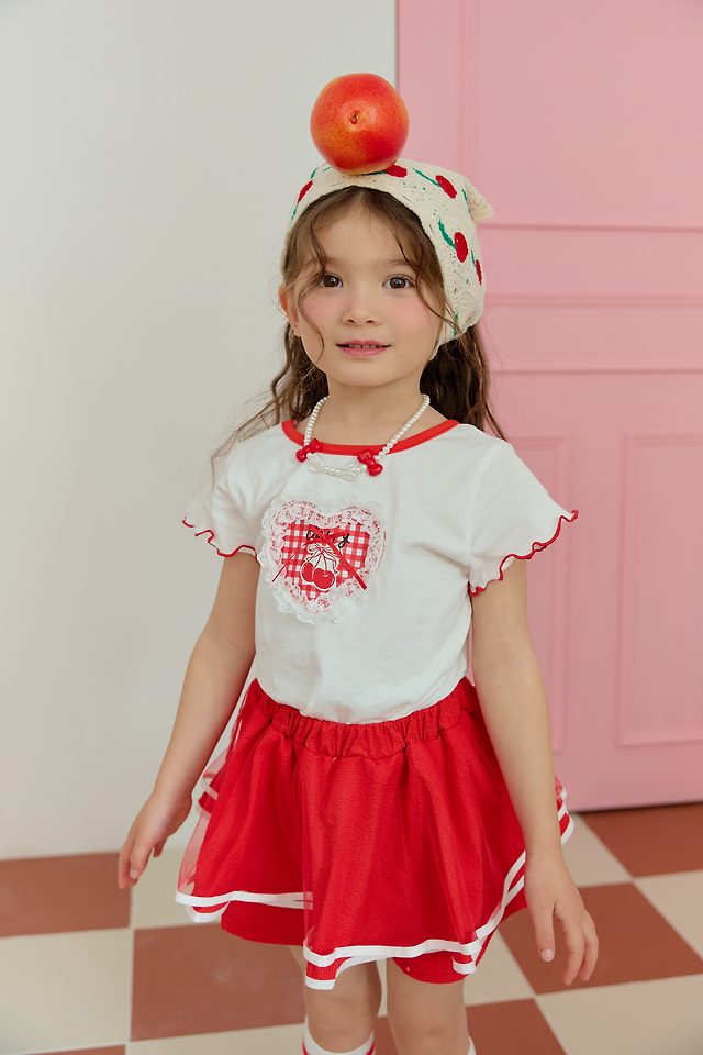 Sera - Korean Children Fashion - #kidsshorts - Check Heart Tee - 9