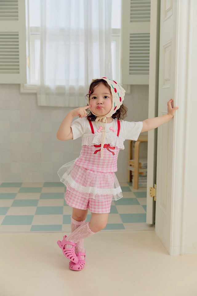 Sera - Korean Children Fashion - #kidsshorts - Check Ribbon Set - 6