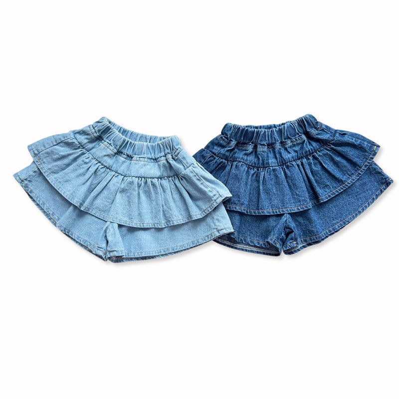 Sera - Korean Children Fashion - #kidsstore - Denim Frill Skort - 11