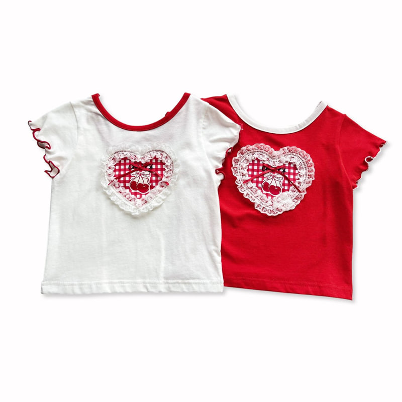 Sera - Korean Children Fashion - #kidzfashiontrend - Check Heart Tee - 11