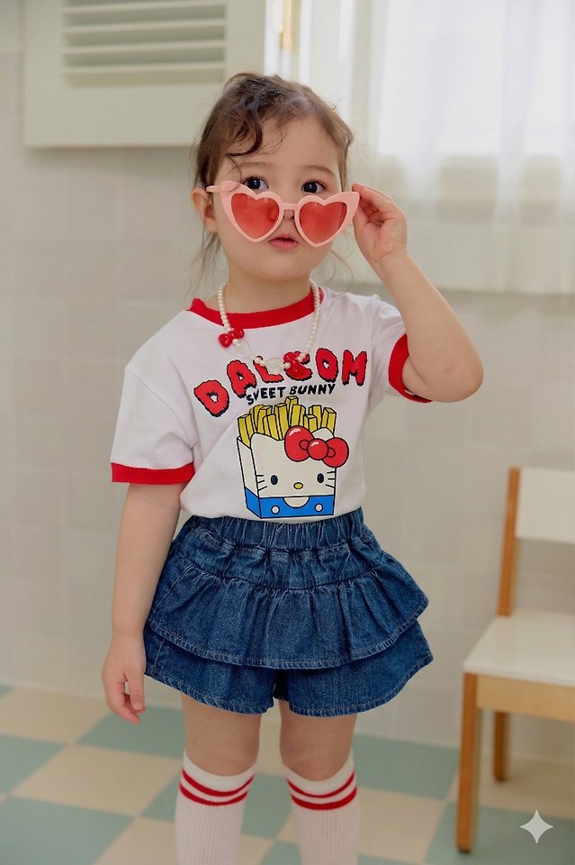 Sera - Korean Children Fashion - #magicofchildhood - Denim Frill Skort