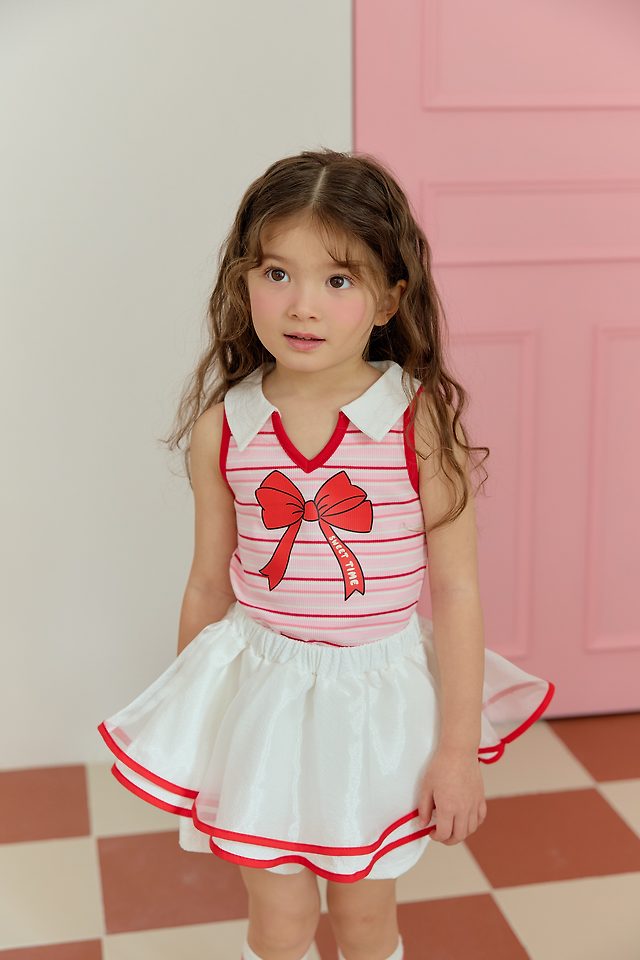 Sera - Korean Children Fashion - #prettylittlegirls - Collar Ribbon Sleeveless Top