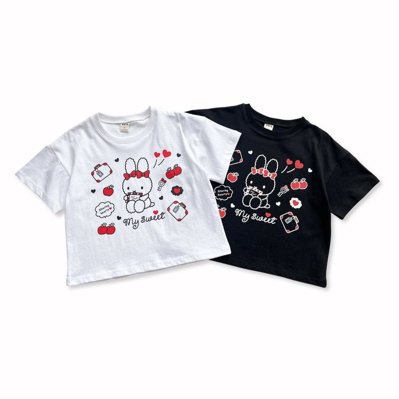 Sera - Korean Children Fashion - #stylishchildhood - Mono Rabbit Short Sleeve Tee - 11