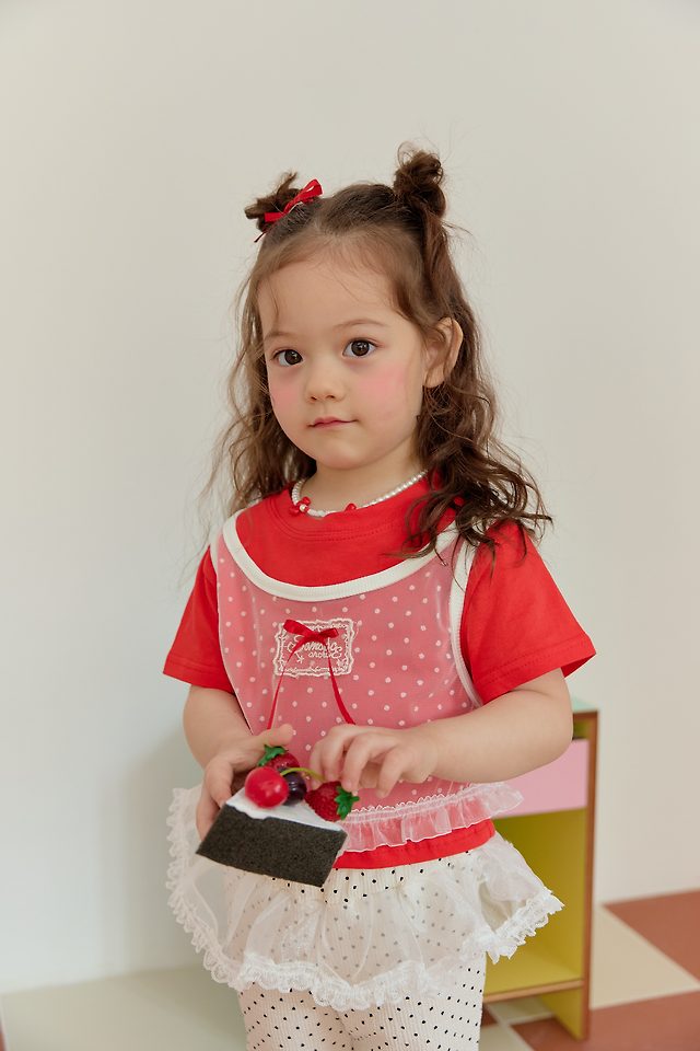 Sera - Korean Children Fashion - #stylishchildhood - Dot Mesh Layered Tee - 6