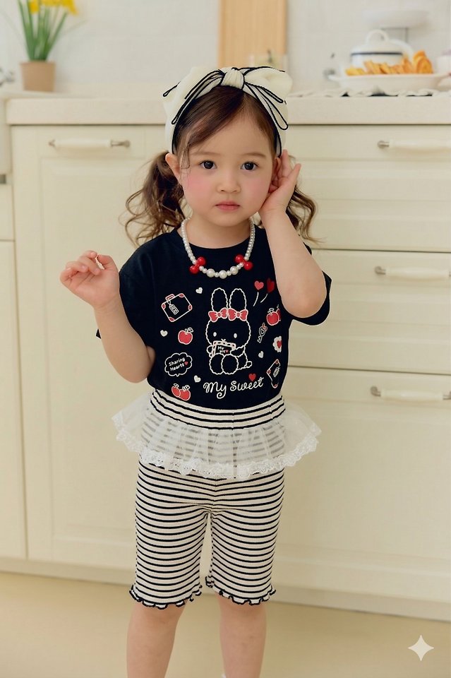 Sera - Korean Children Fashion - #todddlerfashion - Mono Rabbit Short Sleeve Tee - 9