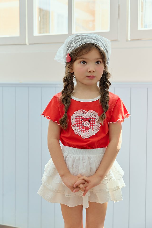 Sera - Korean Children Fashion - #todddlerfashion - Check Heart Tee