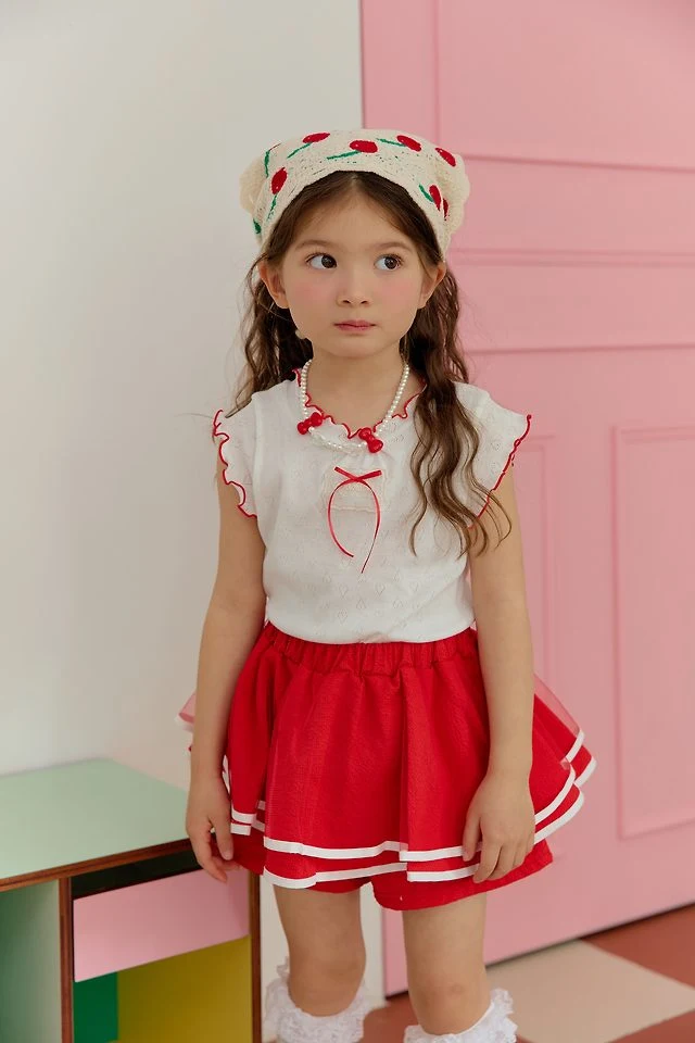 Sera - Korean Children Fashion - #toddlerclothing - Eyelet Ribbed Tee