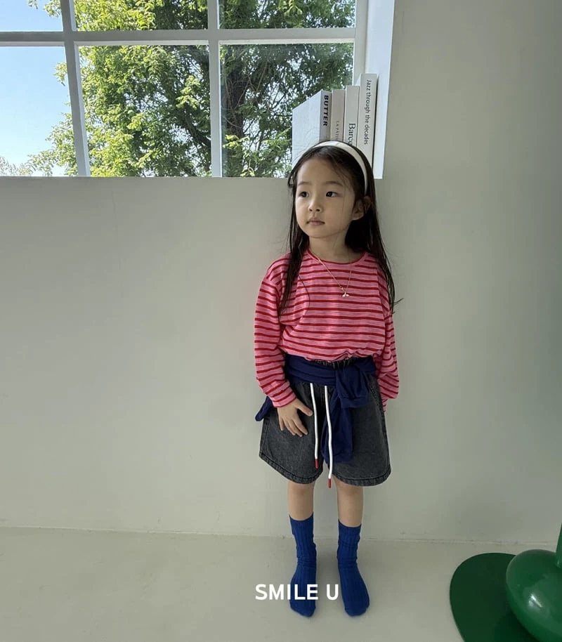 Smile U - Korean Children Fashion - #minifashionista - Summer String Denim Pants - 3