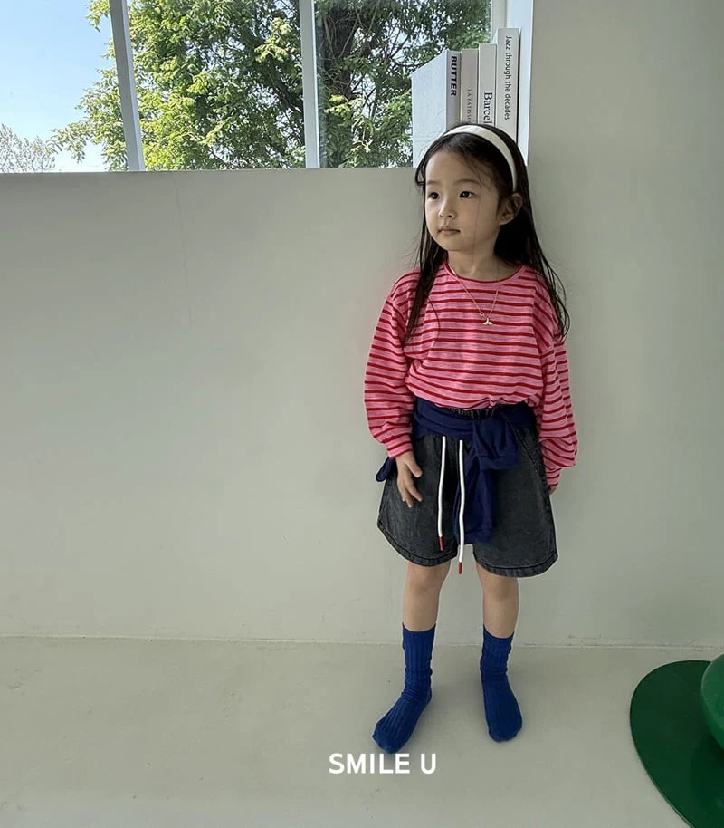 Smile U - Korean Children Fashion - #minifashionista - Summer String Denim Pants - 4
