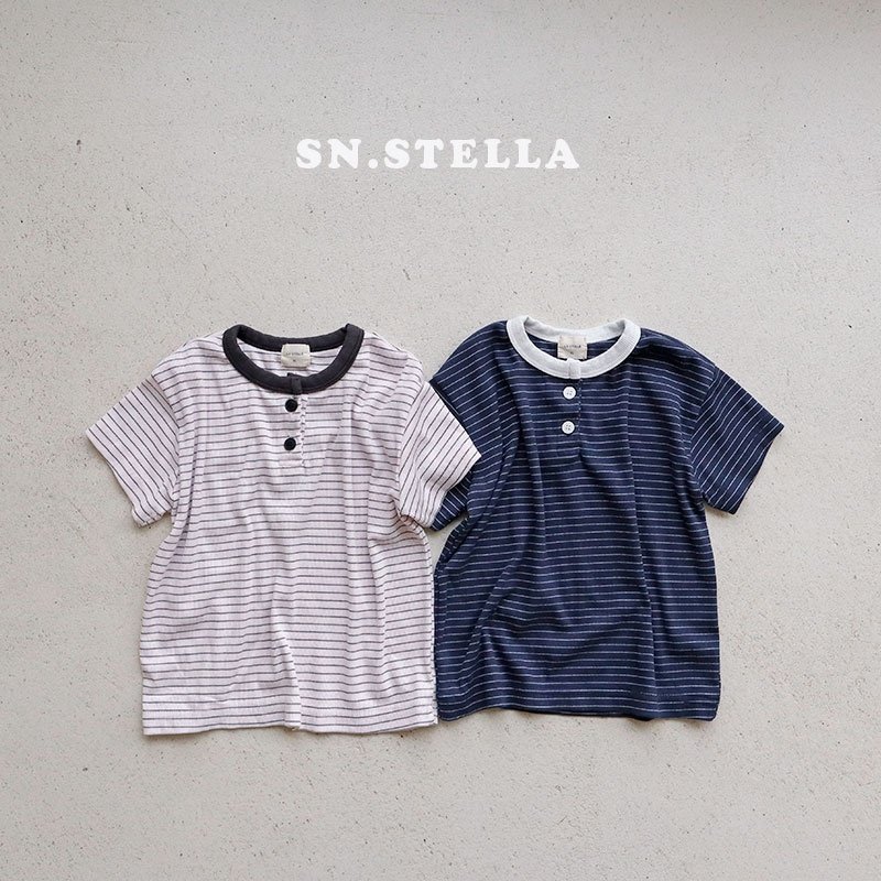 Sn.stella - Korean Children Fashion - #childofig - Rib Button Tee