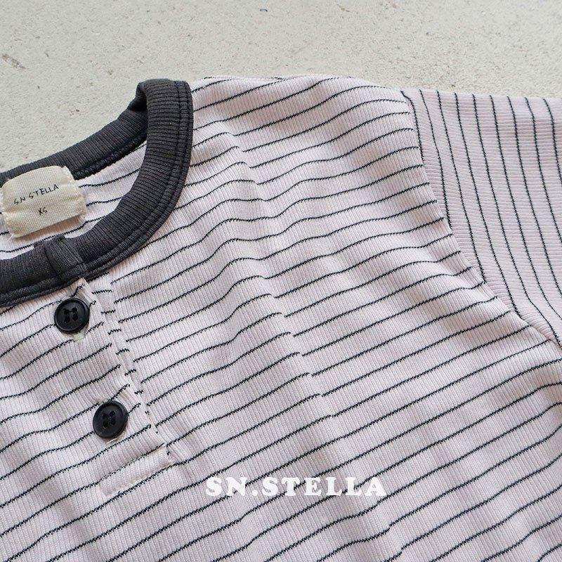 Sn.stella - Korean Children Fashion - #kidsshorts - Rib Button Tee - 6