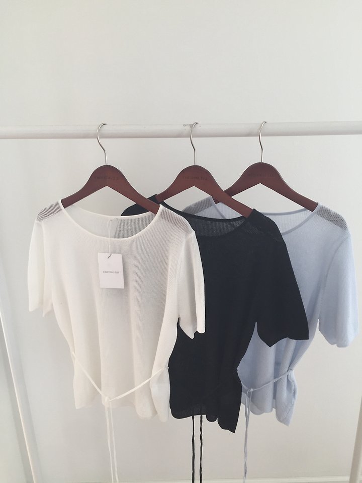 Something Else - Korean Women Fashion - #momslook - Moz String Short Sleeve Knit - 12