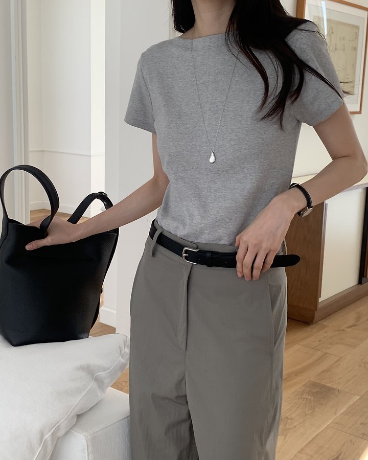 Something Else - Korean Women Fashion - #momslook - Heg Boat Neck Short Sleeve Tee - 11