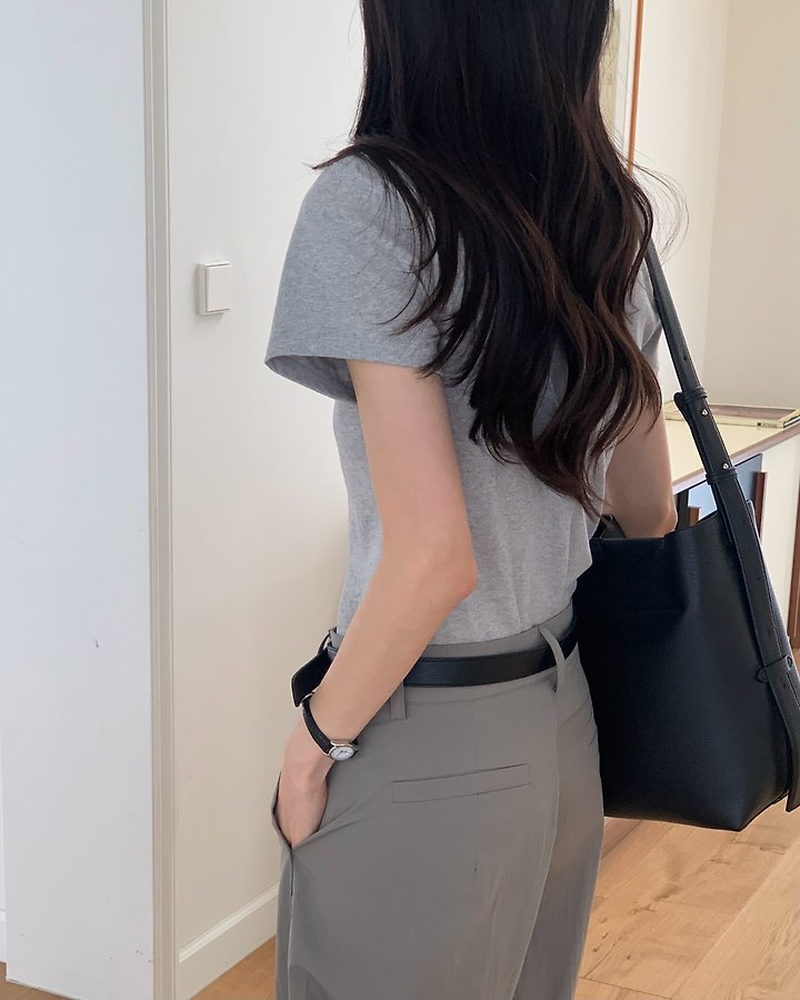 Something Else - Korean Women Fashion - #momslook - Heg Boat Neck Short Sleeve Tee - 9