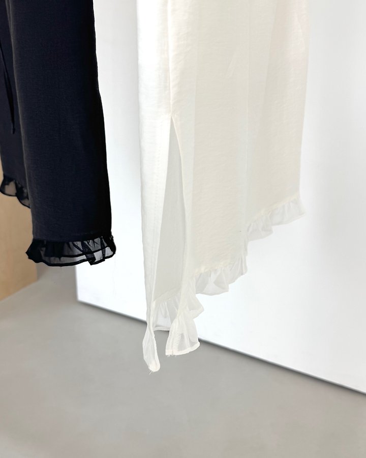 Something Else - Korean Women Fashion - #momslook - Sand Frill Slit Skirt - 12