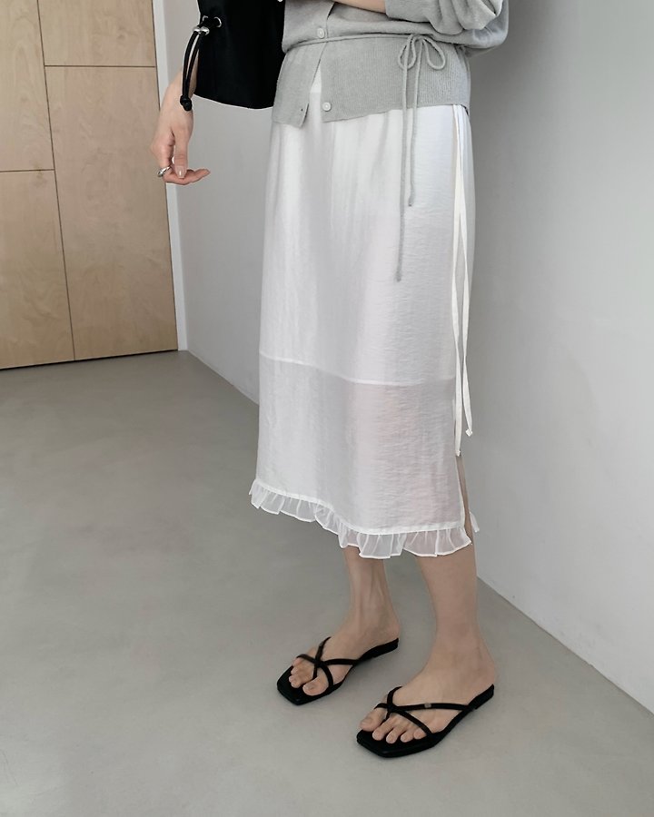 Something Else - Korean Women Fashion - #thelittlethings - Sand Frill Slit Skirt - 4