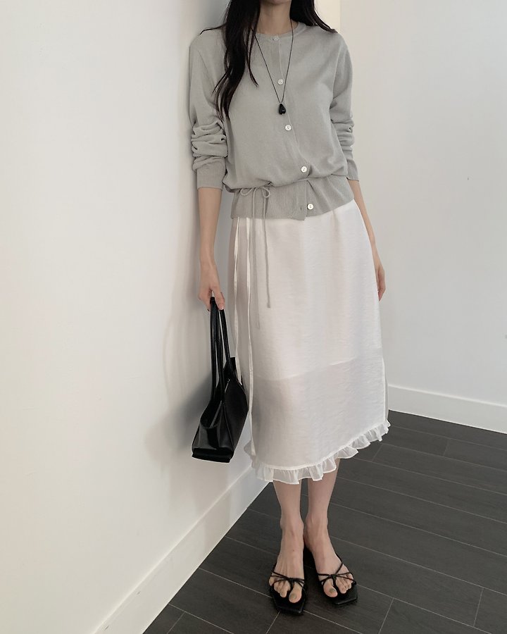 Something Else - Korean Women Fashion - #momslook - Sand Frill Slit Skirt - 6