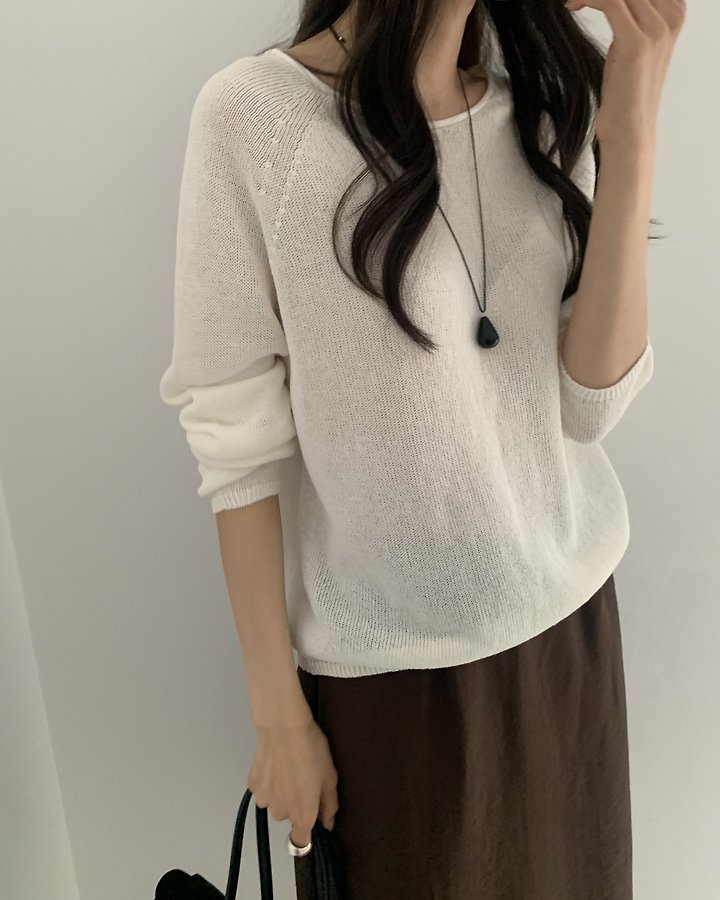 Something Else - Korean Women Fashion - #momslook - Net Summer Knit (Long Sleeve) - 3