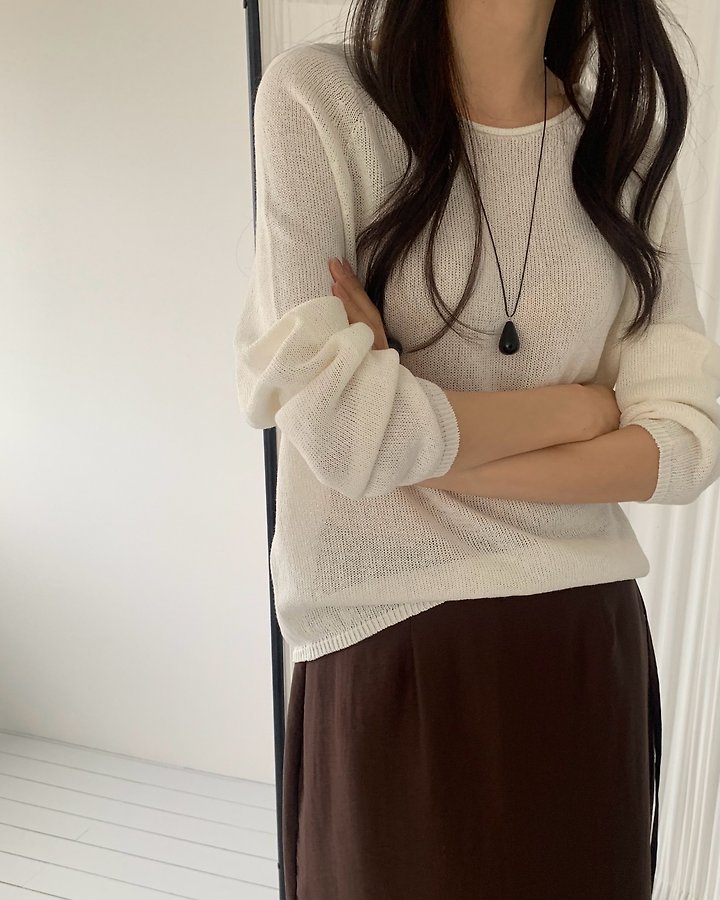Something Else - Korean Women Fashion - #momslook - Net Summer Knit (Long Sleeve) - 7