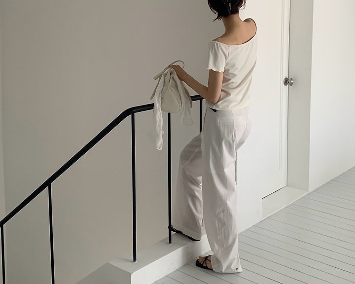 Something Else - Korean Women Fashion - #womensfashion - Way Off-Shoulder Short Sleeve Tee - 4