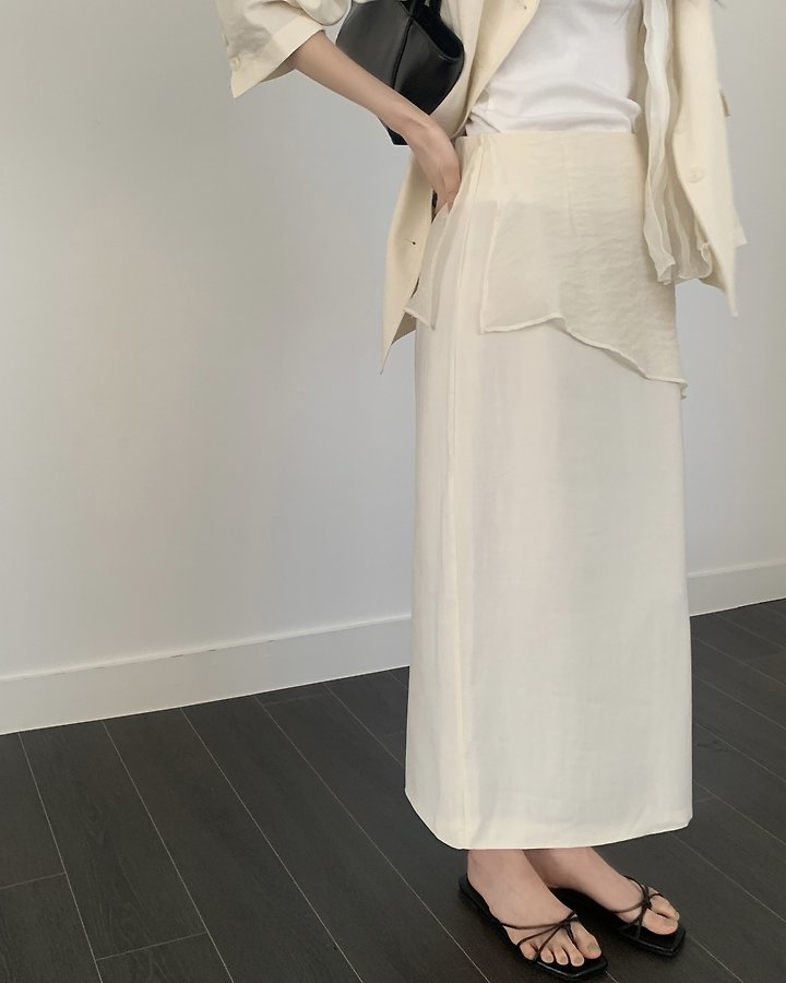 Something Else - Korean Women Fashion - #momslook - Sheer Diagonal Panel Skirt