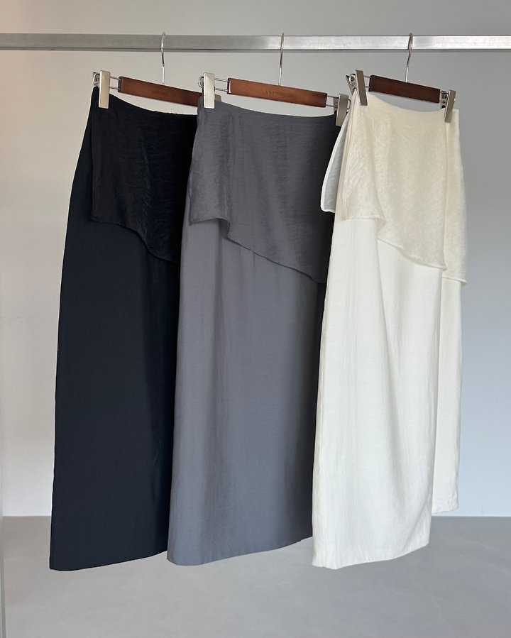Something Else - Korean Women Fashion - #momslook - Sheer Diagonal Panel Skirt - 11