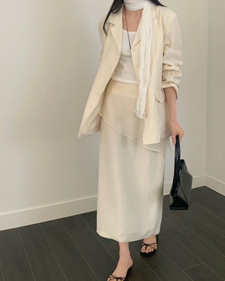 Something Else - Korean Women Fashion - #momslook - Sheer Diagonal Panel Skirt - 7