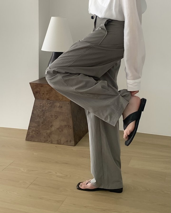 Something Else - Korean Women Fashion - #momslook - Rod Ankle Button Nylon Pants - 2