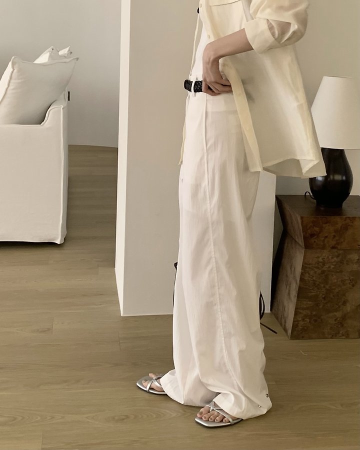 Something Else - Korean Women Fashion - #momslook - Rod Ankle Button Nylon Pants - 8